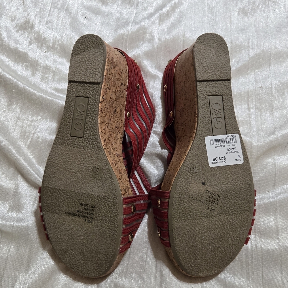 Women's Burgundy Wedge Slide Sandals By CATO size 8 NWT - Picture 6 of 7